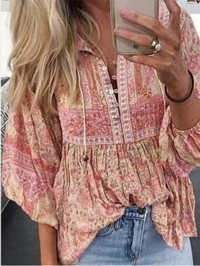 Spell Poinciana Wild Thing Blouse in Cotton Candy